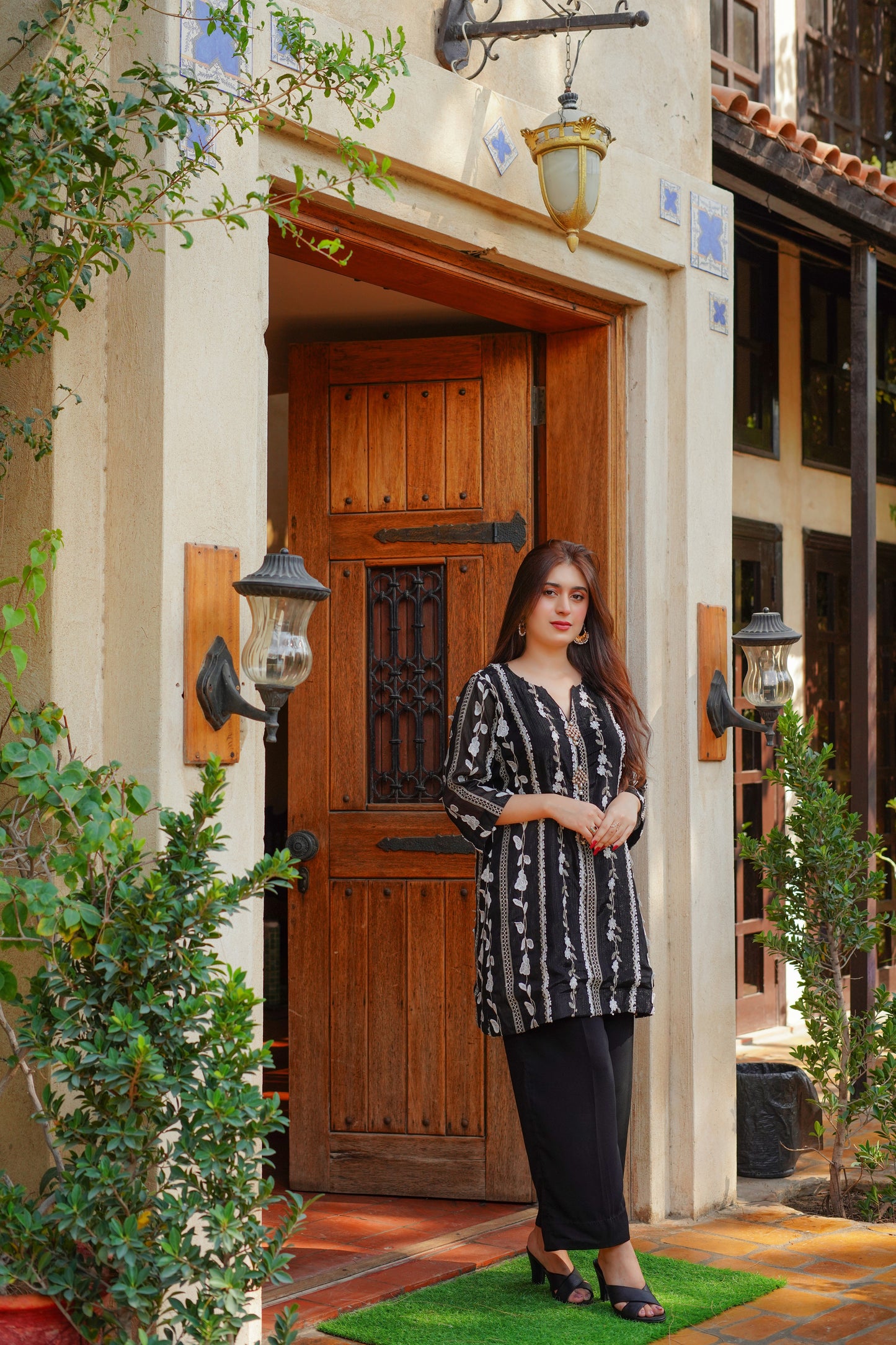 Elegant black embroidered dress for women – stylish and modest outfit with intricate patterns, paired with matching pants. Ideal for casual, formal, and festive occasions. Shop modern and trendy women's clothing online.