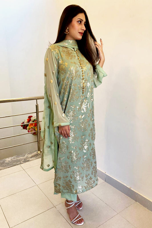 Mint Elegance Sequin Ensemble